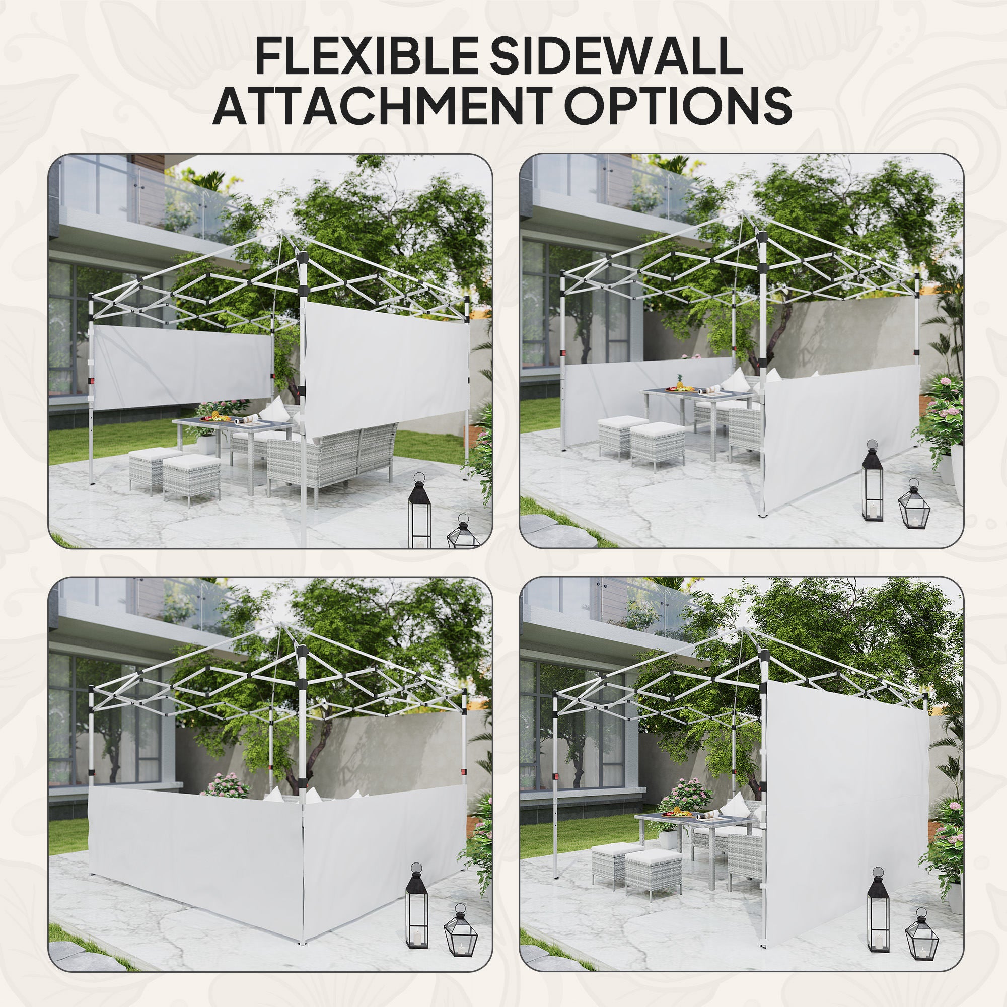Canopy Sidewalls for 10' x 10' or 10' x 20' Pop up Canopy, 2 PCS Canopy Half Walls Only, White Gazebo Sidewalls at Gallery Canada