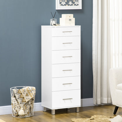 Chest of Drawers, Dresser with 6 Drawers for Bedroom, 6 Drawer Dresser for Living Room, White Storage Cabinets   at Gallery Canada