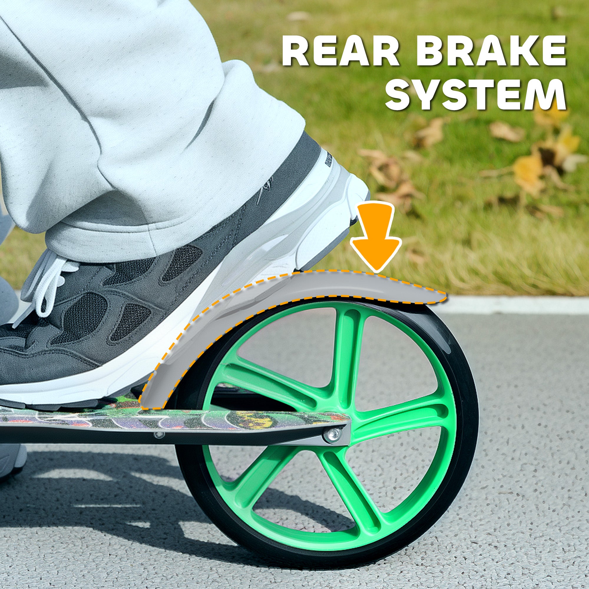 Kick Scooter for Kids Ages 6-12 with Adjustable Height, Rear-Fender Brake, 200mm Big Wheel, Foldable Design, Green Scooters at Gallery Canada