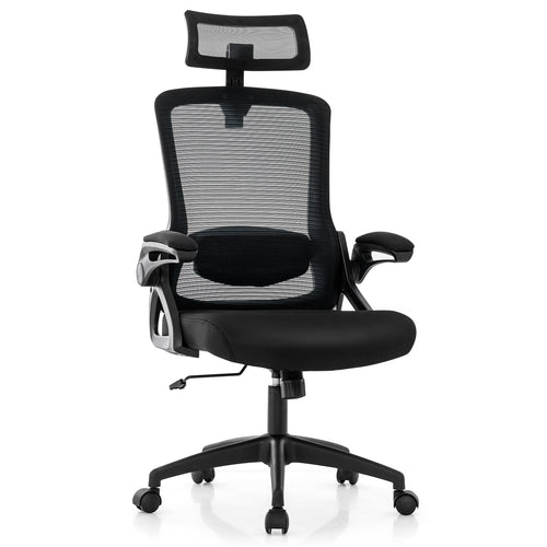 Adjustable Swivel Task Chair Ergonomic Office Chair with Adjustable Lumbar Support, Black