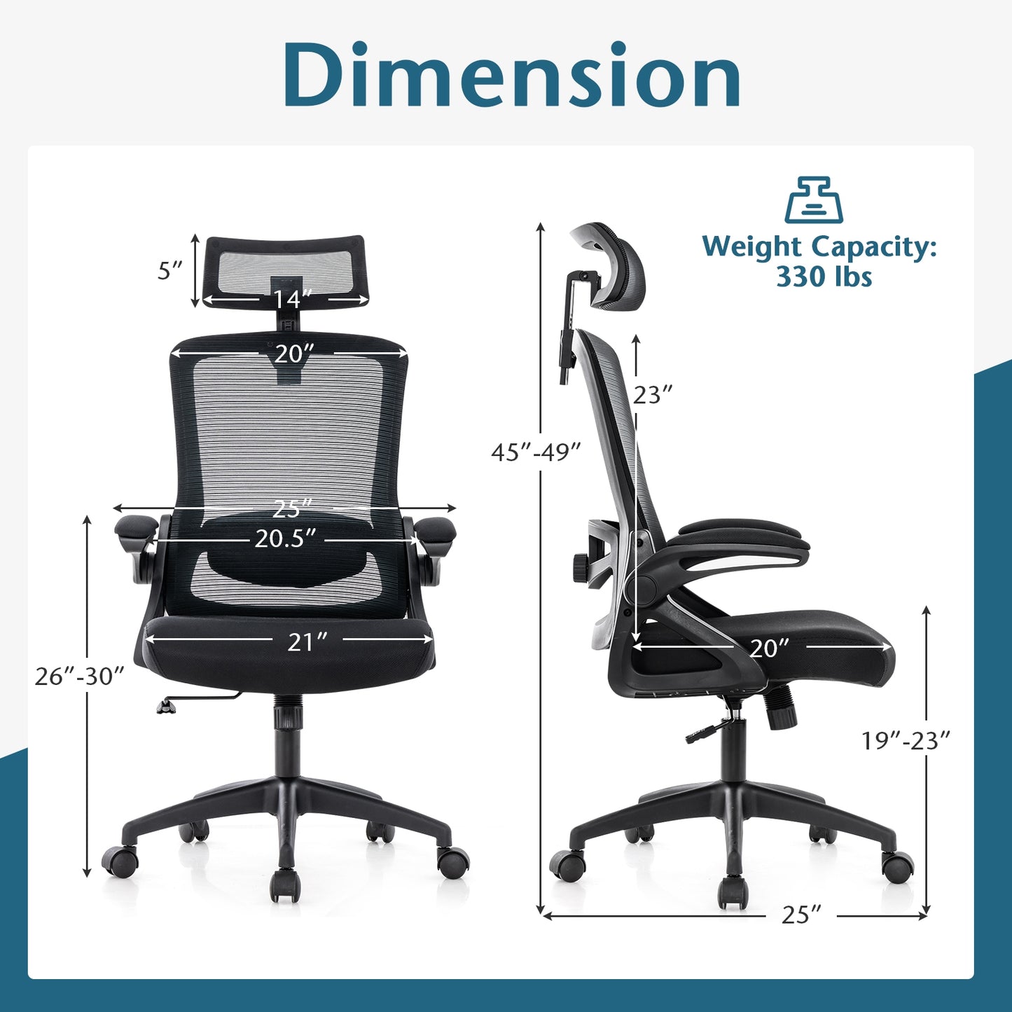 Adjustable Swivel Task Chair Ergonomic Office Chair with Adjustable Lumbar Support, Black Mesh Chairs   at Gallery Canada