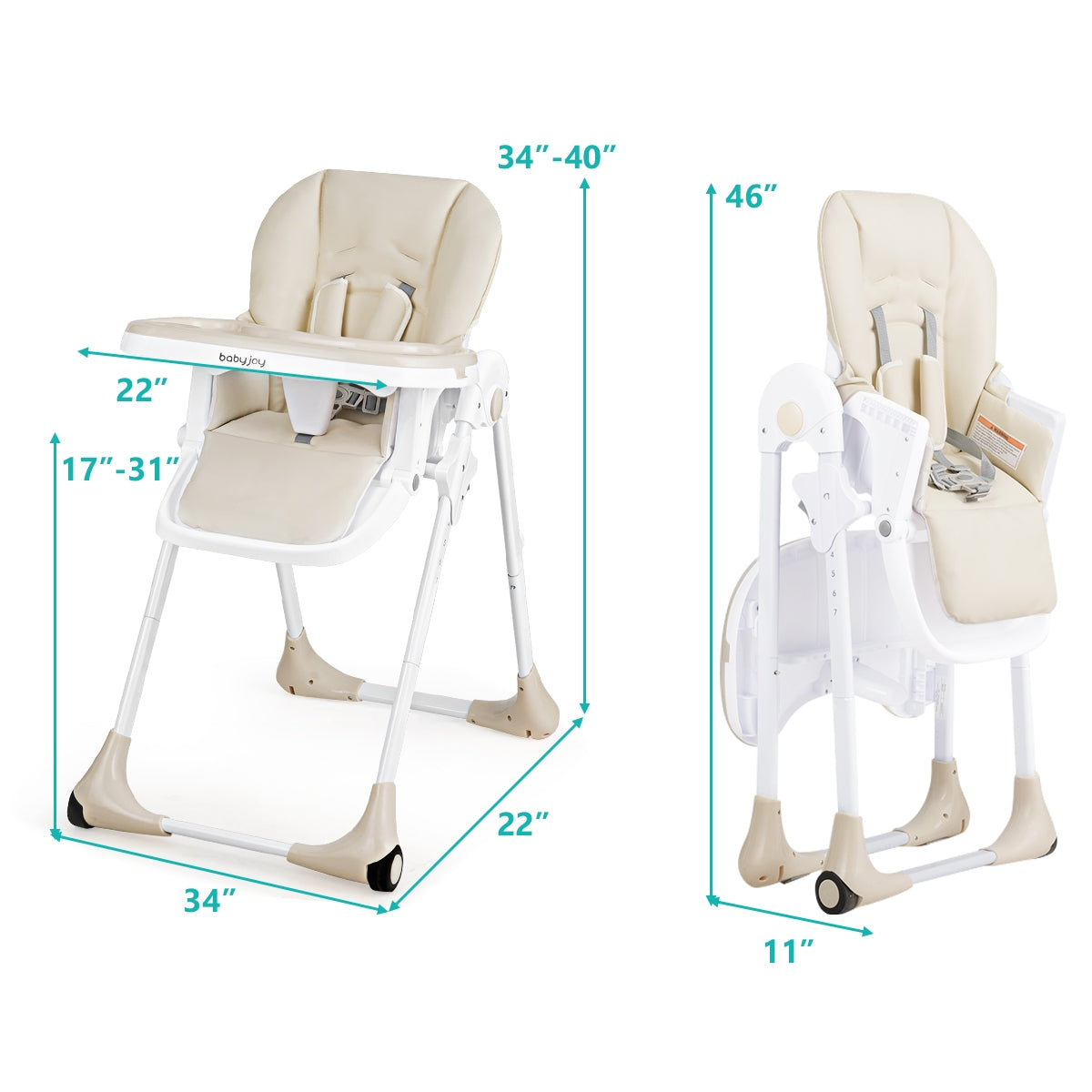 3-In-1 Convertible Baby High Chair for Toddlers, Beige High Chairs   at Gallery Canada