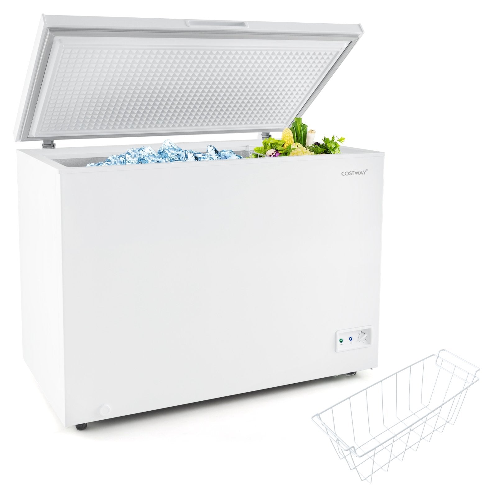 Compact Deep Freezer with 7-Level Adjustable Temperature and Removable Basket, White Freezers   at Gallery Canada