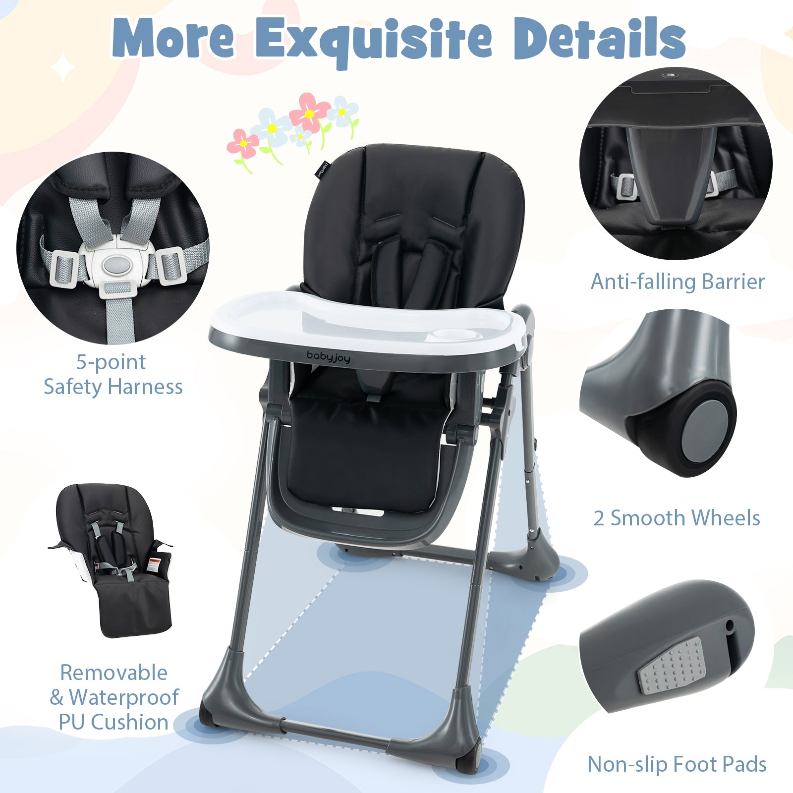 3-In-1 Convertible Baby High Chair for Toddlers, Black High Chairs   at Gallery Canada