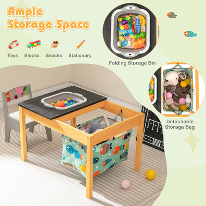 3-in-1 Kids Sand Water Activity Table with Foldable Storage Bin, Natural Kids Table & Chair Sets   at Gallery Canada