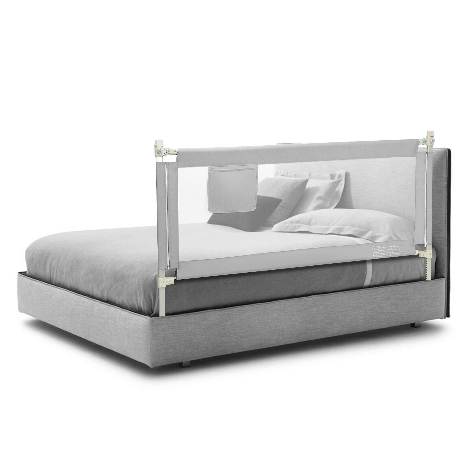69.5 Inches Toddler Bedrail with Anti-Collision Cotton and Side Pocket, Gray Bed Rails   at Gallery Canada