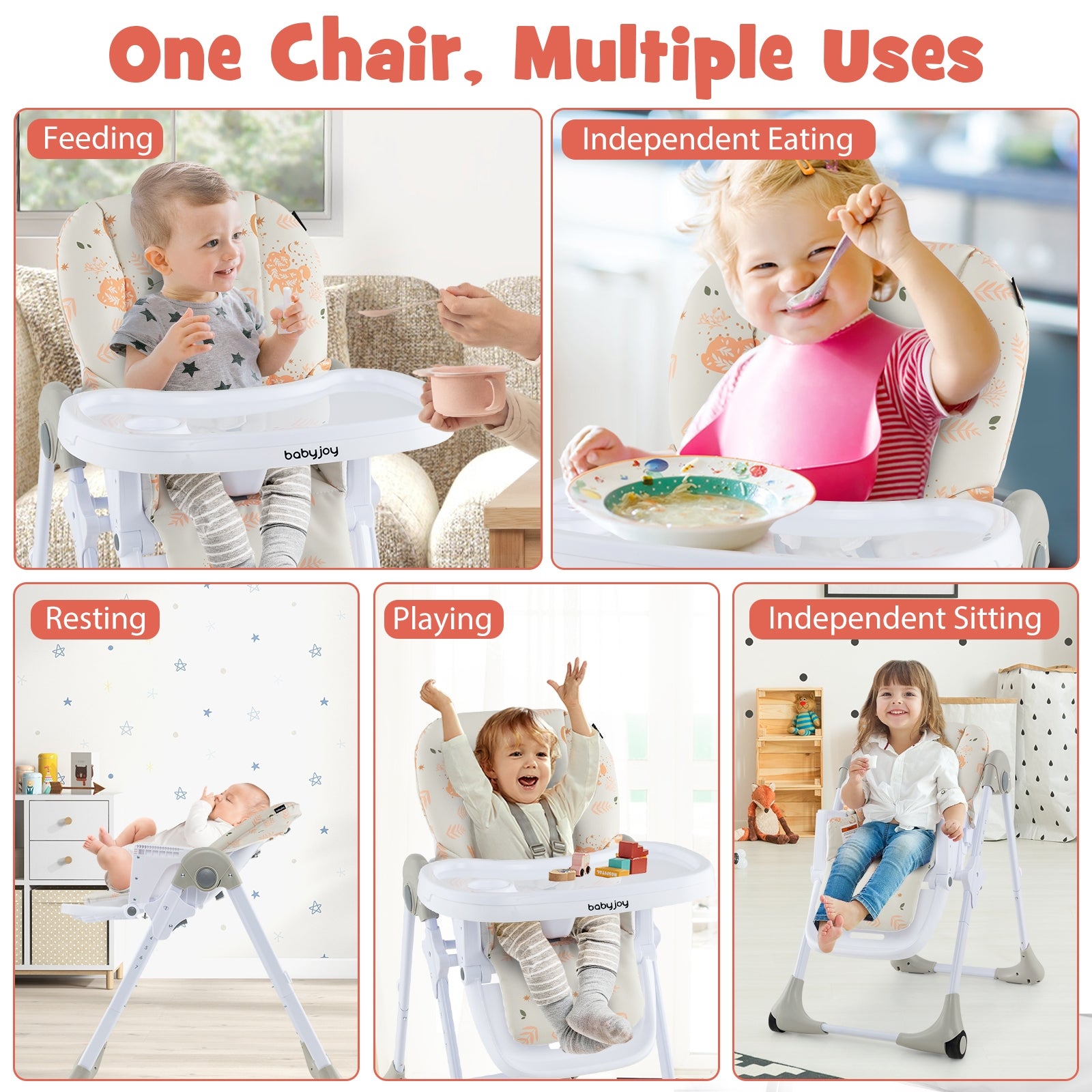 3-In-1 Convertible Baby High Chair for Toddlers, White High Chairs   at Gallery Canada