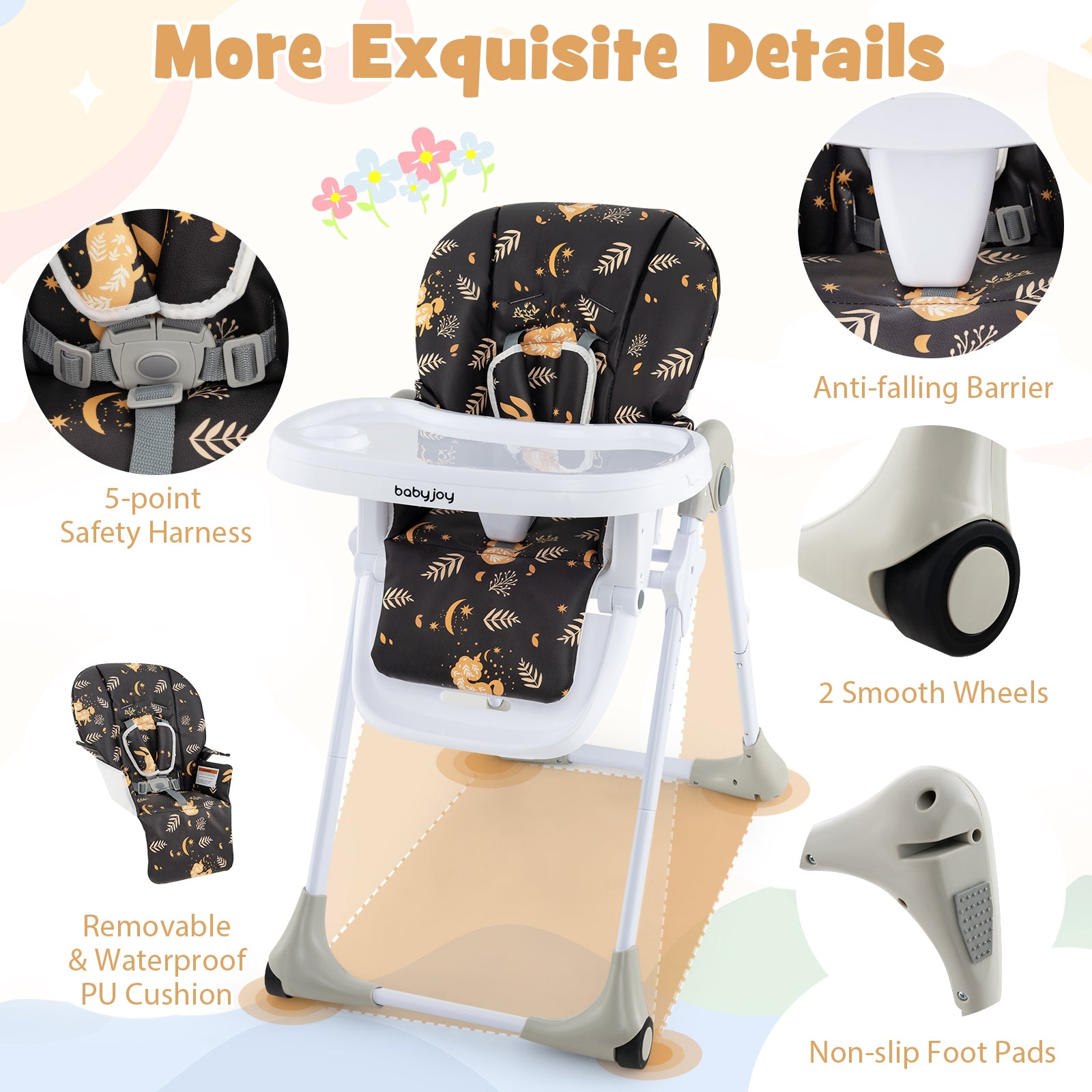 3-In-1 Convertible Baby High Chair for Toddlers, Deep Brown High Chairs   at Gallery Canada