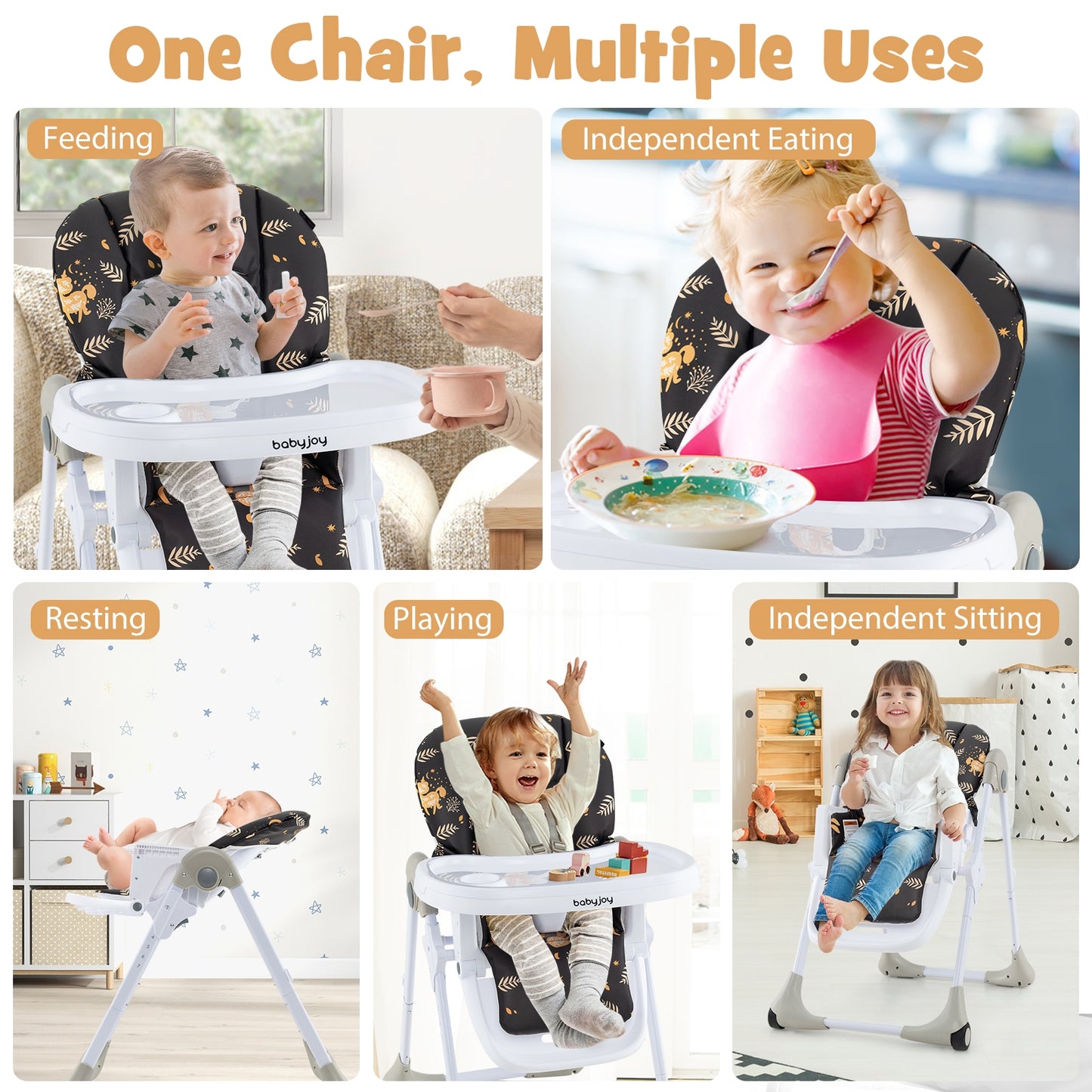 3-In-1 Convertible Baby High Chair for Toddlers, Deep Brown High Chairs   at Gallery Canada