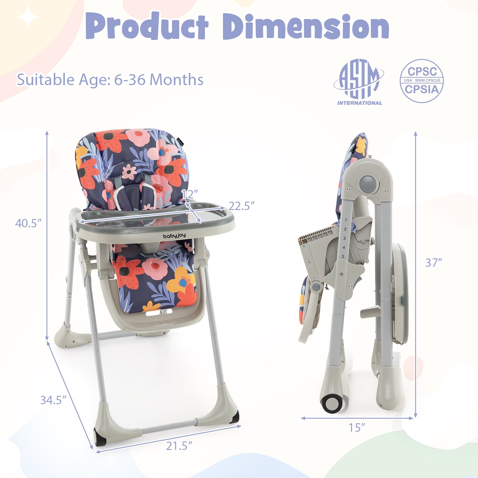 3-In-1 Convertible Baby High Chair for Toddlers, Purple High Chairs   at Gallery Canada