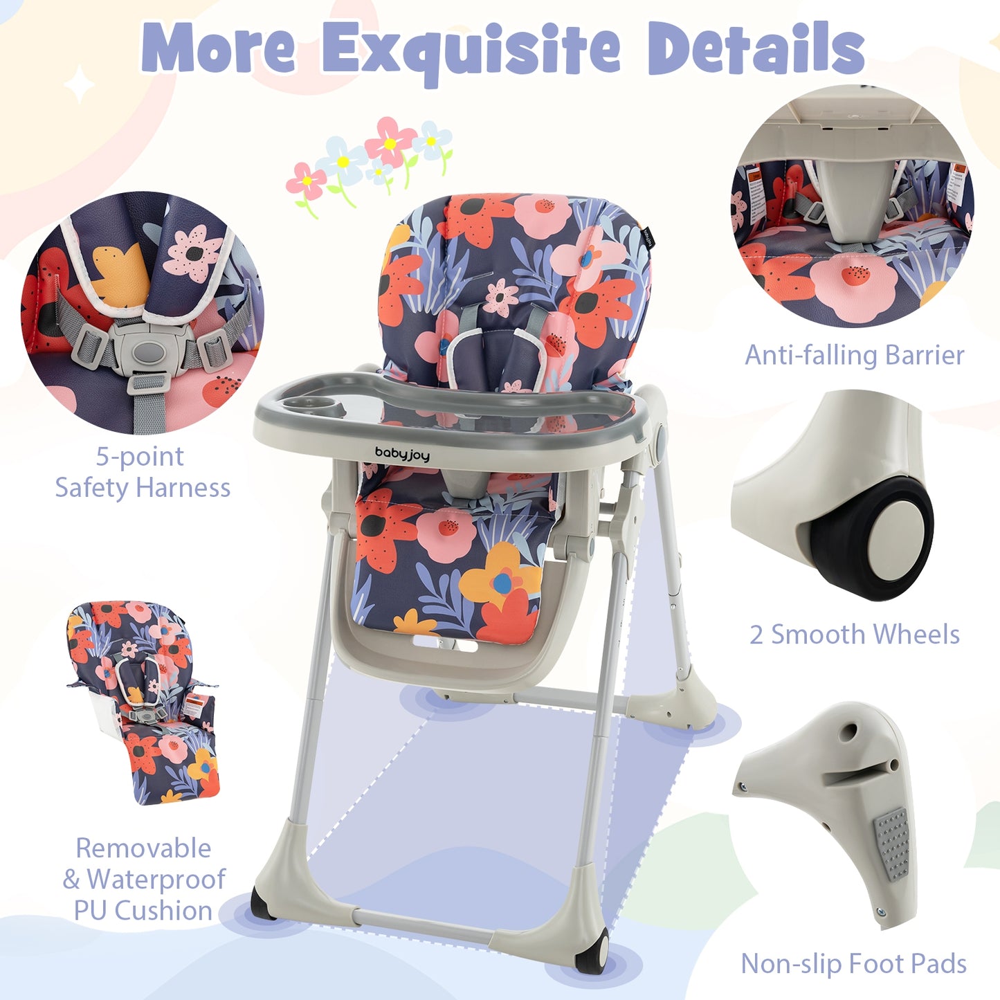 3-In-1 Convertible Baby High Chair for Toddlers, Purple High Chairs   at Gallery Canada