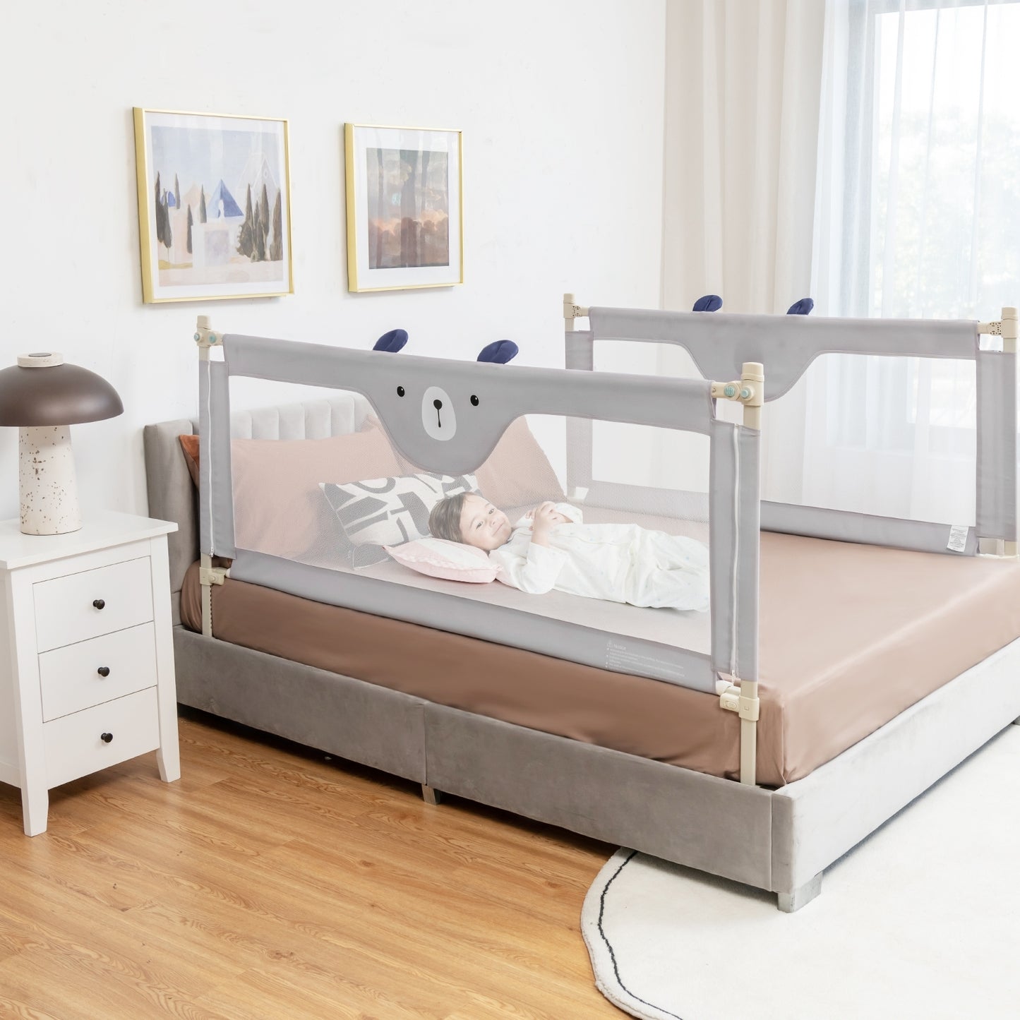 Vertical Lifting Baby Bedrail Guard with Lock-M, Gray Bed Rails   at Gallery Canada