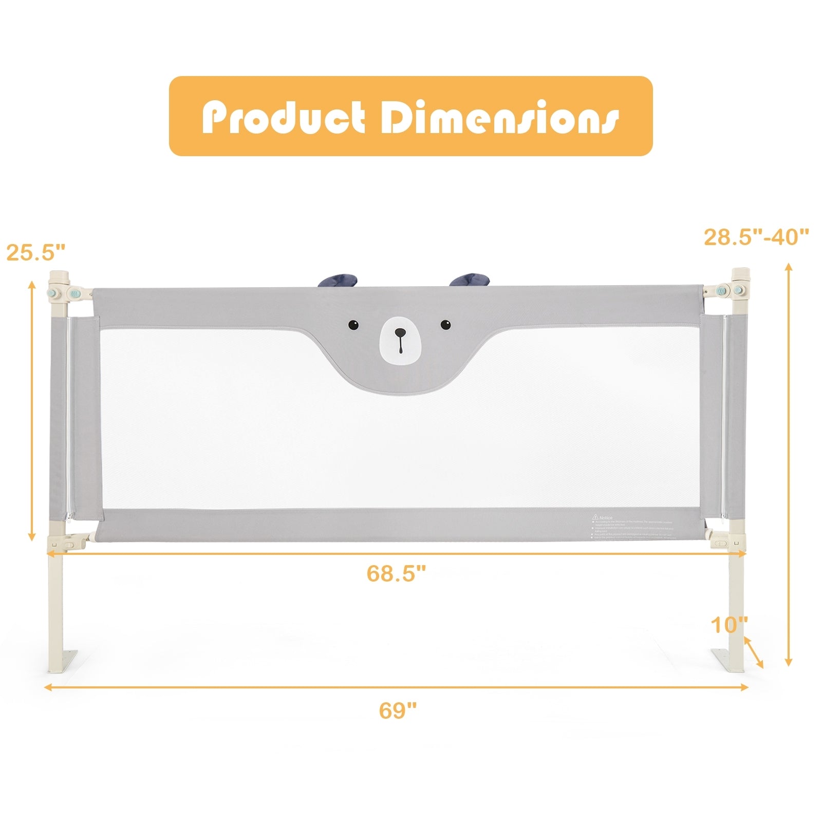 Vertical Lifting Baby Bedrail Guard with Lock-M, Gray Bed Rails   at Gallery Canada