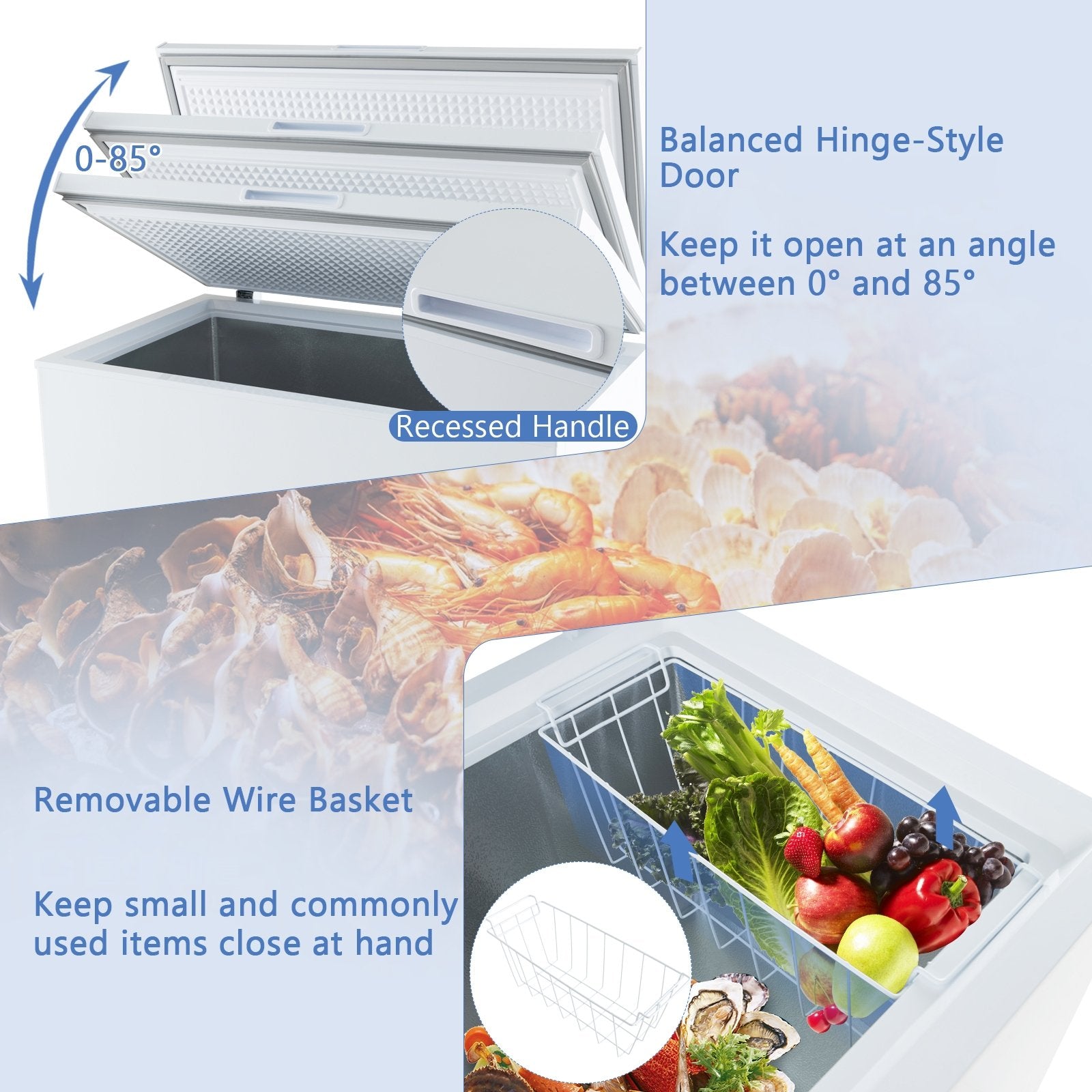 Compact Deep Freezer with 7-Level Adjustable Temperature and Removable Basket, White Freezers   at Gallery Canada