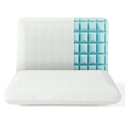 Set of 2 Gel Memory Foam Pillow 3D Cutting Air Flow Cooling Pillows with Pillowcase, White Bedding   at Gallery Canada