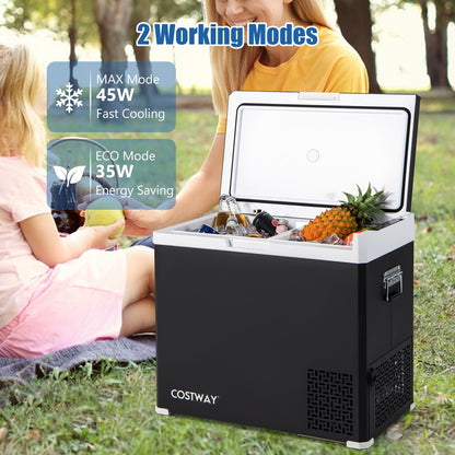 53QT Portable Dual Zone 12V Car Refrigerator Compressor Fridge Freezer for Vehicles Camping Travel, Black Coolers   at Gallery Canada