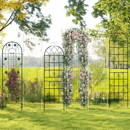 4 Pack 71 x 20 Inches Metal Garden Trellis for Climbing Plants, White