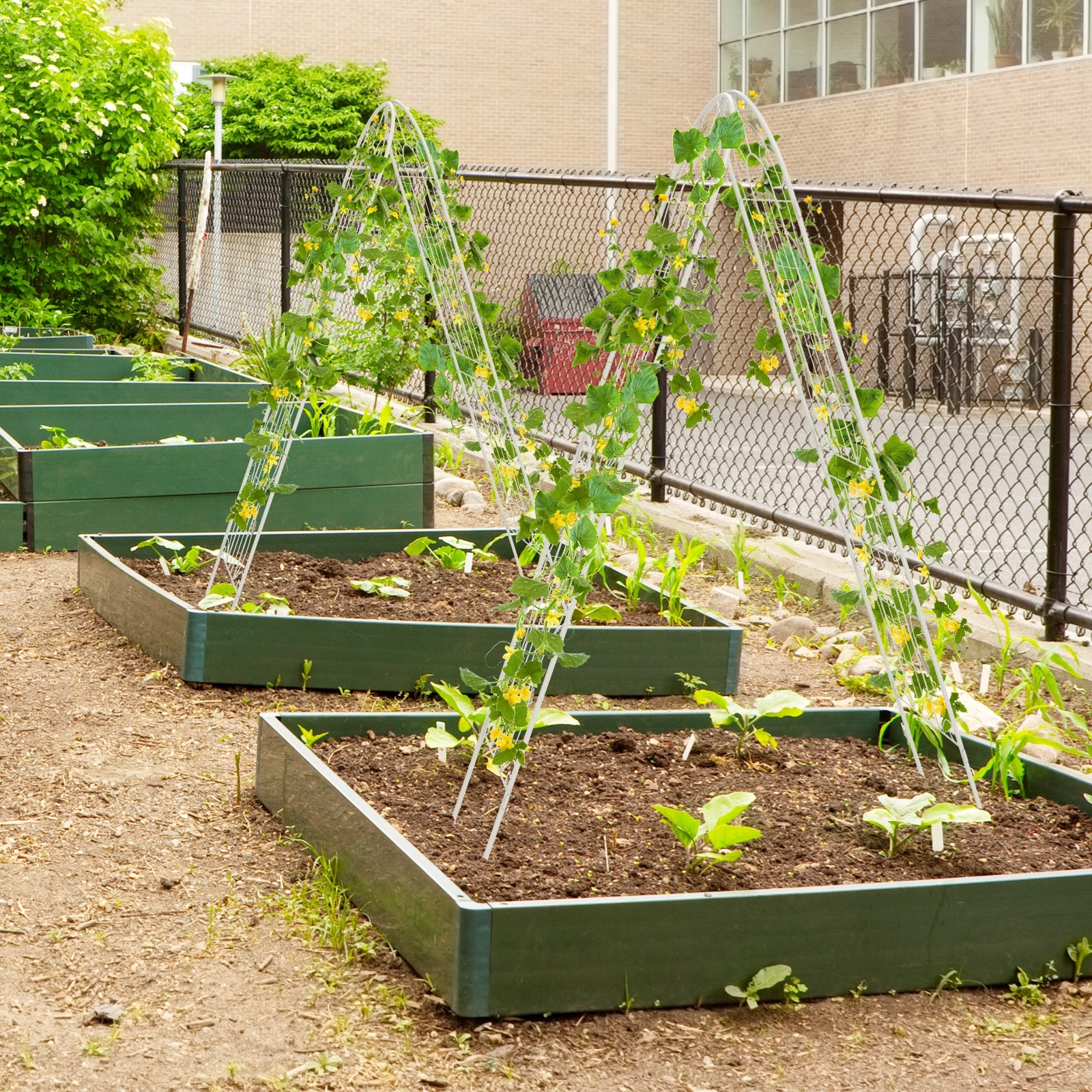 4 Pack 71 x 20 Inches Metal Garden Trellis for Climbing Plants, White Decorative Fencing & Flooring at Gallery Canada