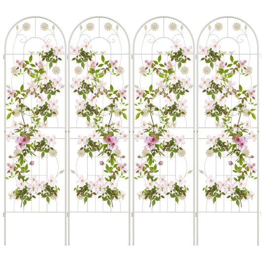 4 Pack 71 x 20 Inches Metal Garden Trellis for Climbing Plants, White - Gallery Canada
