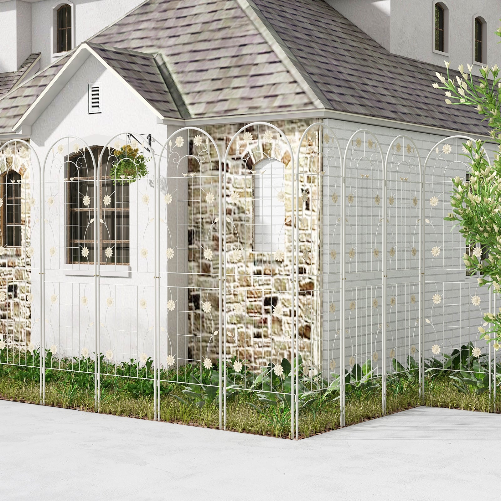 4 Pack 71 x 20 Inches Metal Garden Trellis for Climbing Plants, White Decorative Fencing & Flooring at Gallery Canada