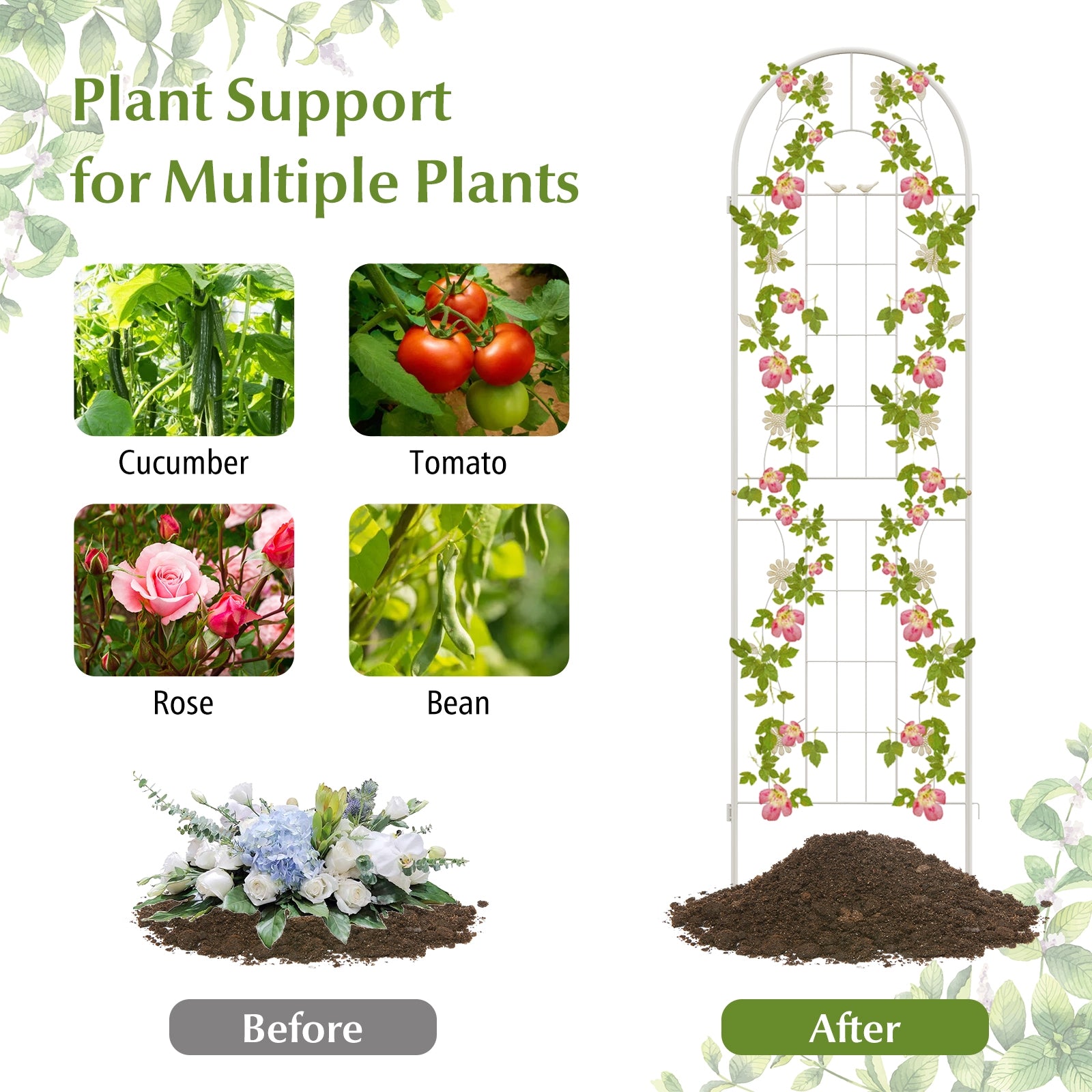 4 Pack 71 x 20 Inches Metal Garden Trellis for Climbing Plants, White Decorative Fencing & Flooring at Gallery Canada