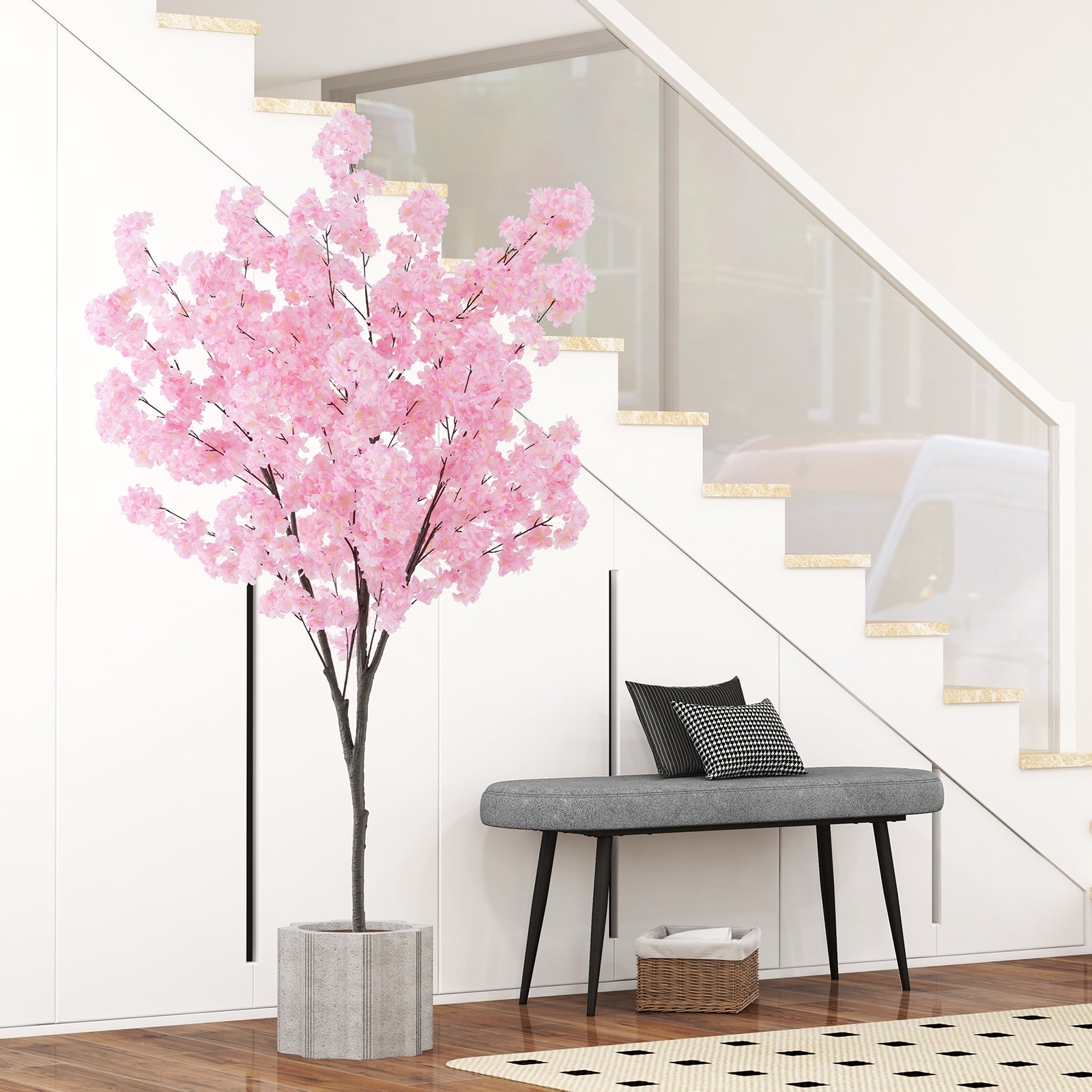 6.5 FT Tall Artificial Cherry Blossom Tree with 1170 Pink Flowers Faux Plants   at Gallery Canada