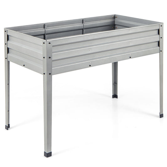Galvanized Raised Garden Bed Elevated Planter Box with Legs and Drainage Hole, Silver - Gallery Canada