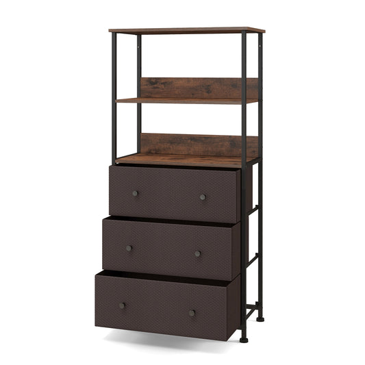 Chest of Fabric Drawer with 3 Folding Fabric Drawers and Anti-tipping Devices, Brown - Gallery Canada