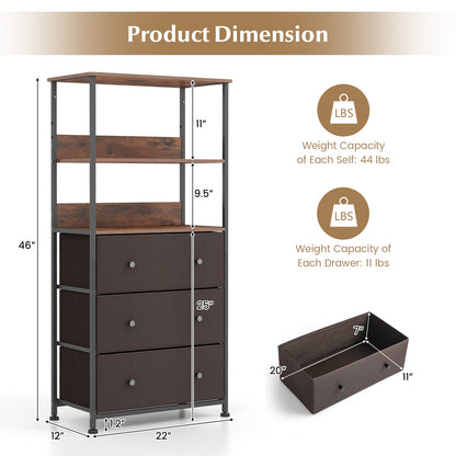 Chest of Fabric Drawer with 3 Folding Fabric Drawers and Anti-tipping Devices, Brown Cabinets & Chests   at Gallery Canada