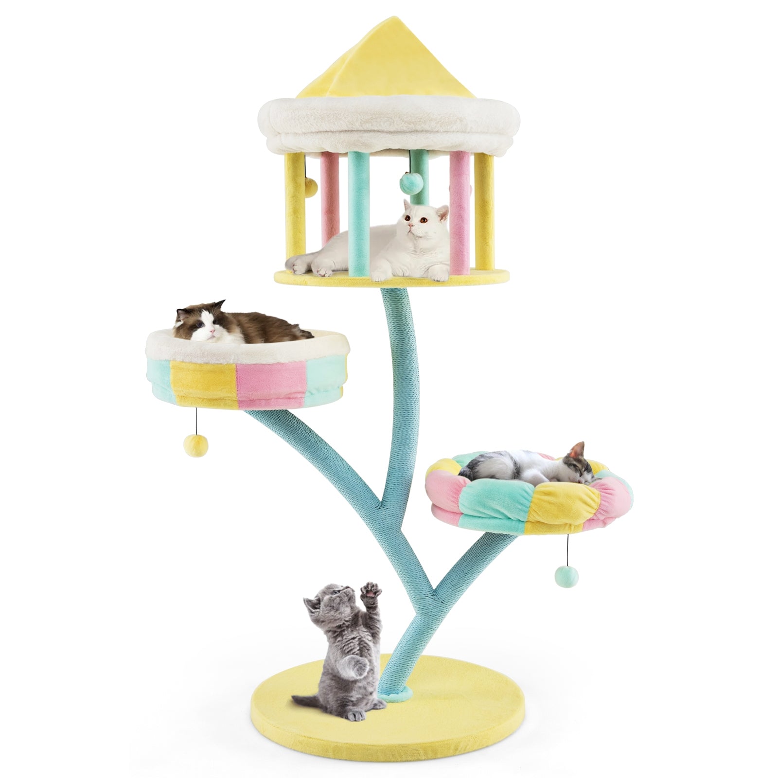 Multi-Layer Cat Tree with 2 Removable Perches Scratching Posts, Color Cat Trees Condos & Scratchers   at Gallery Canada