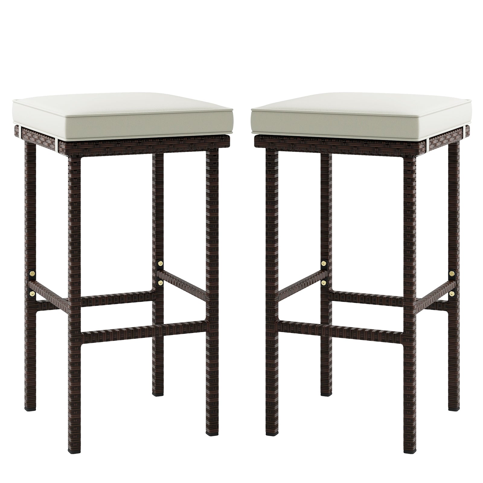 Patio Wicker Bar Stools Set of 2 with Seat Cushions and Footrest Patio Bar Furniture Options  at Gallery Canada