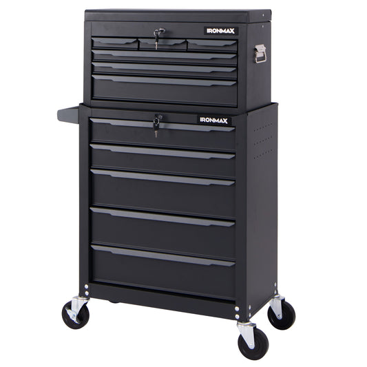 Rolling Steel Tool Chest with Hanging Holes and Central Keyed Locking System for Garage & Repair Shop, Black - Gallery Canada