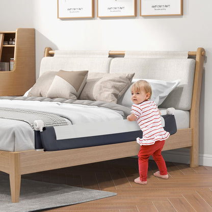 60-Inch Foldable Bed Rail Swing Down Baby Bed Guard Rail with Adjustable Safety Strap-Grey, Gray Bed Rails   at Gallery Canada