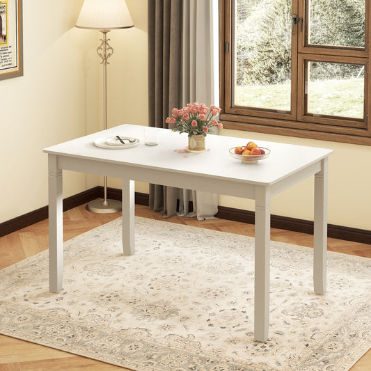 48-Inch Wooden Dining Table for 4 People Rectangular Kitchen Table with Rubber Wood Legs, Cream White - Gallery Canada