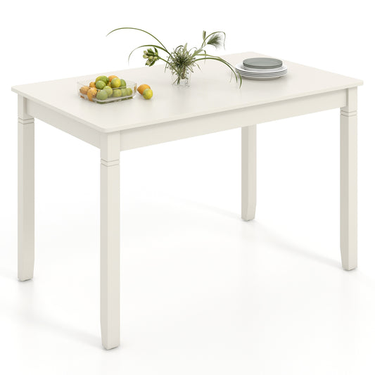 48-Inch Wooden Dining Table for 4 People Rectangular Kitchen Table with Rubber Wood Legs, Cream White - Gallery Canada