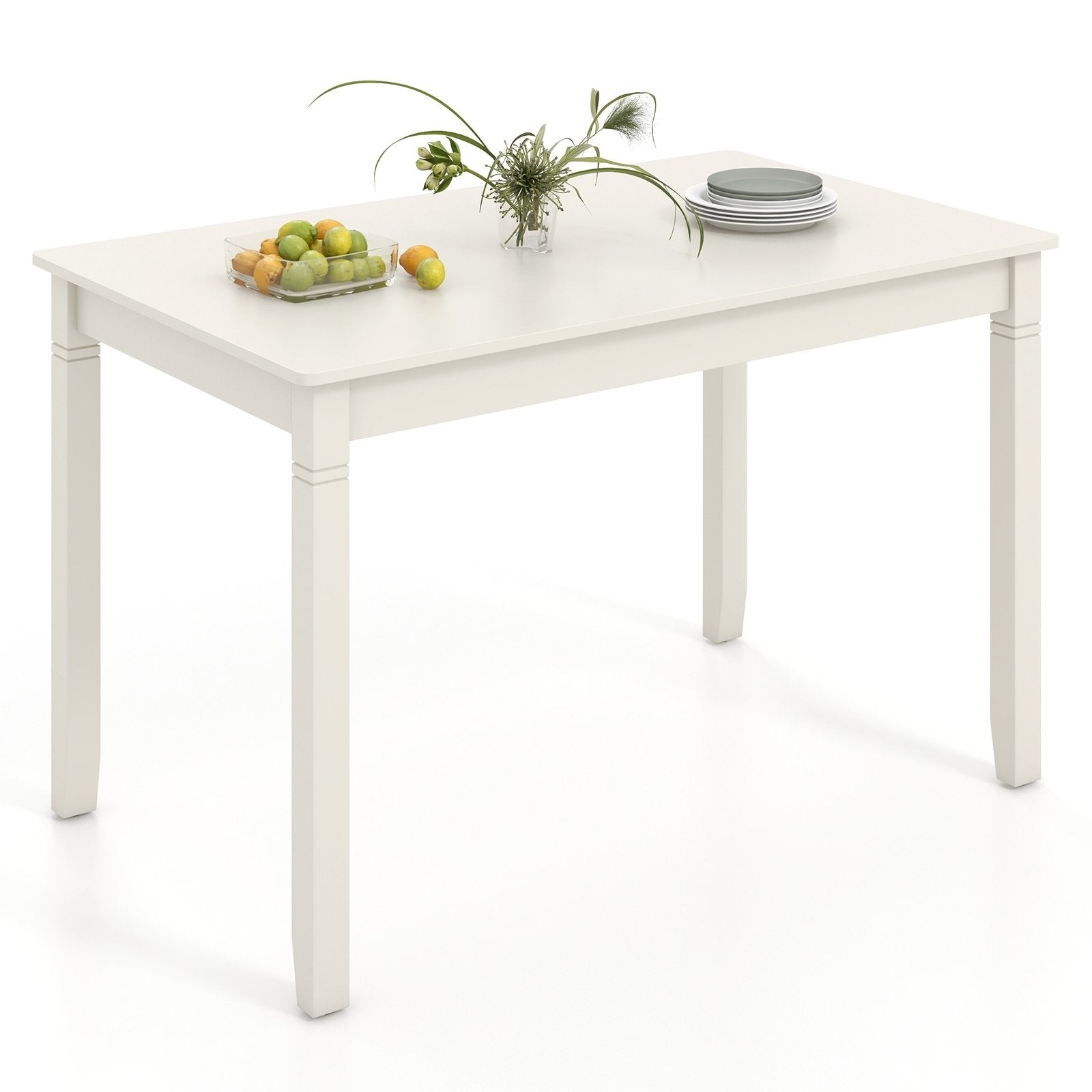 48-Inch Wooden Dining Table for 4 People Rectangular Kitchen Table with Rubber Wood Legs, Cream White Dining Tables Cream White at Gallery Canada