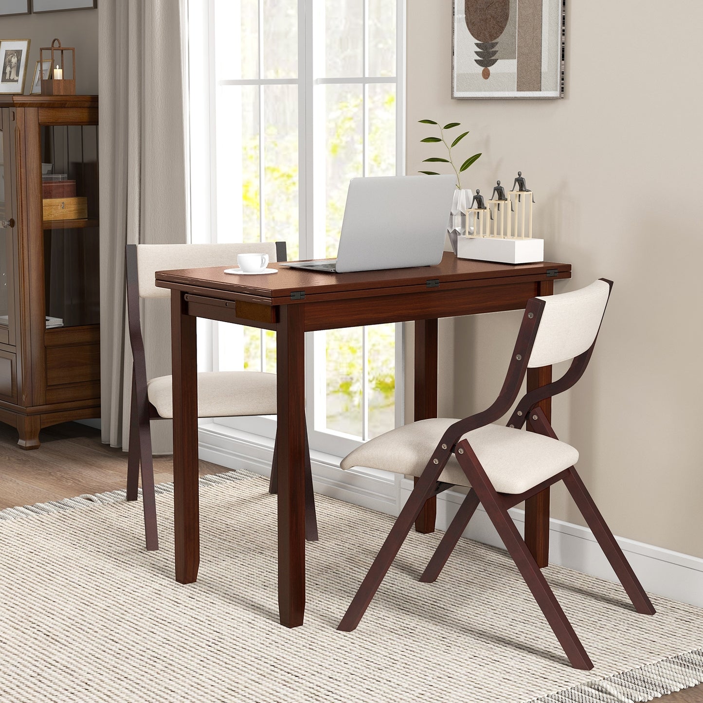 Kitchen Table Set for 2 Expandable Dining Table with 2 Upholstered Folding Chairs Dining Room Sets   at Gallery Canada