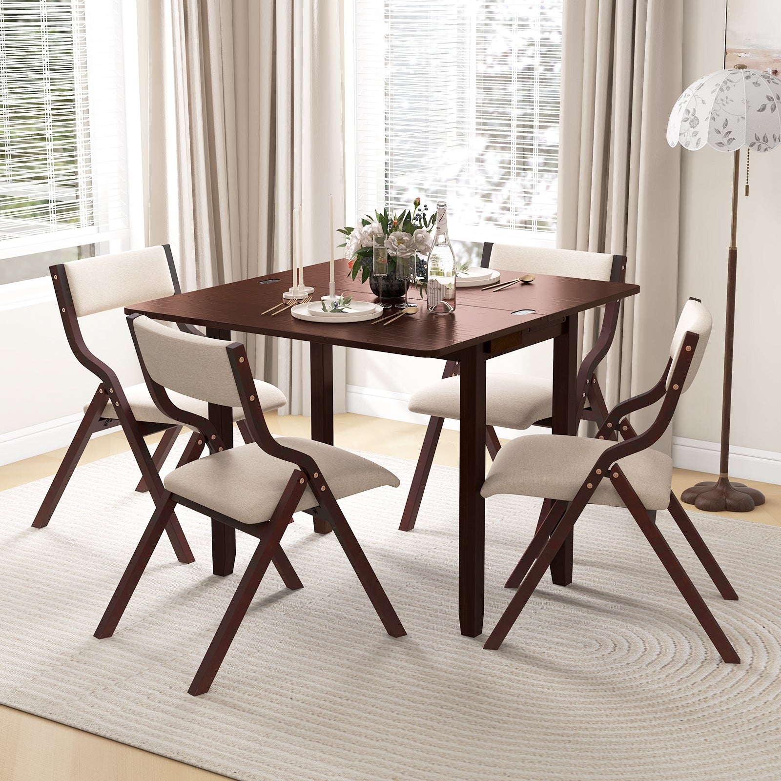 Kitchen Table Set for 2 Expandable Dining Table with 2 Upholstered Folding Chairs Dining Room Sets   at Gallery Canada