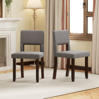 Set of 2 Wooden Dining Chair with Acacia Wood Frame Padded Seat and Back, Gray Dining Chairs   at Gallery Canada