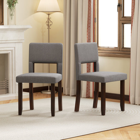 Set of 2 Wooden Dining Chair with Acacia Wood Frame Padded Seat and Back, Gray - Gallery Canada