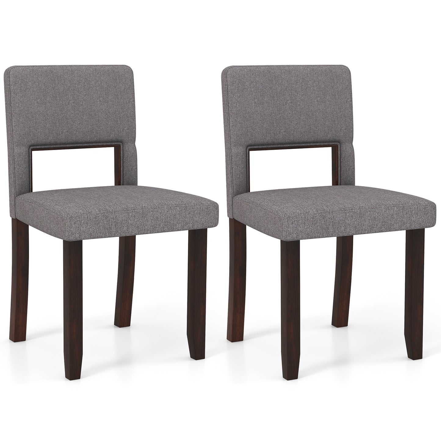 Set of 2 Wooden Dining Chair with Acacia Wood Frame Padded Seat and Back, Gray Dining Chairs Gray  at Gallery Canada