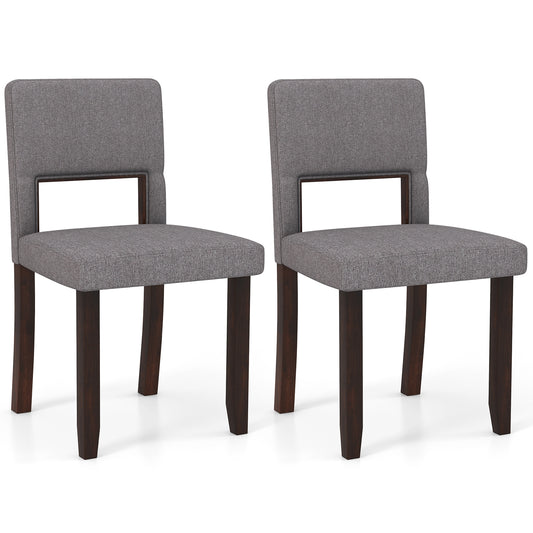 Set of 2 Wooden Dining Chair with Acacia Wood Frame Padded Seat and Back, Gray - Gallery Canada