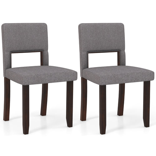 Set of 2 Wooden Dining Chair with Acacia Wood Frame Padded Seat and Back, Gray