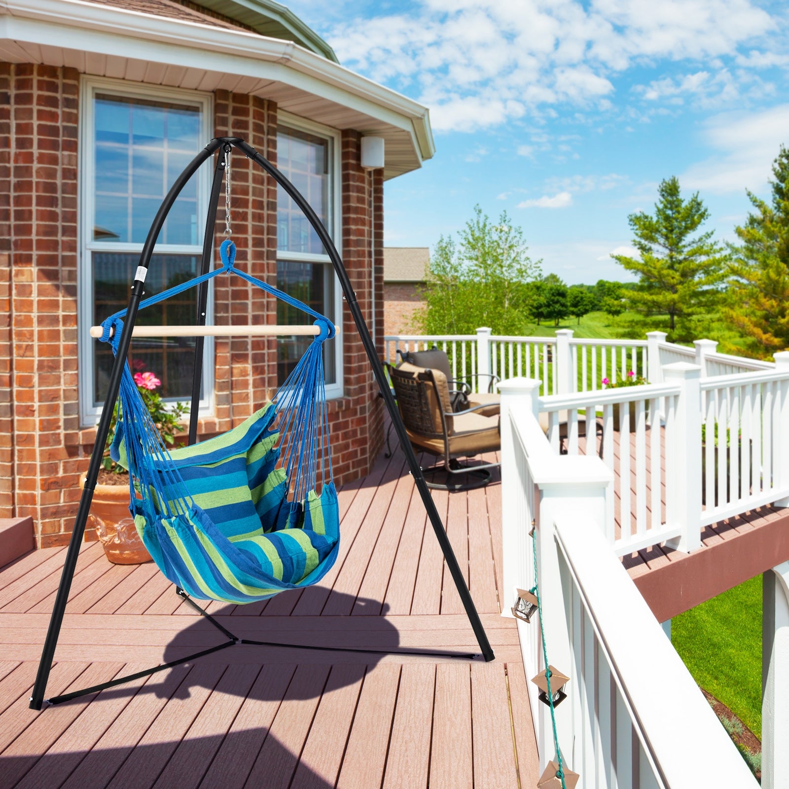 Heavy Duty Metal Hanging Chair Stand with Hanging Chain, Black Hammocks   at Gallery Canada