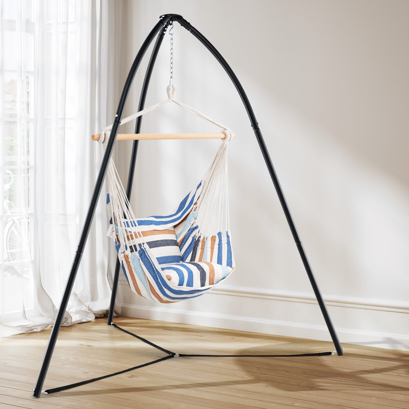 Heavy Duty Metal Hanging Chair Stand with Hanging Chain, Black Hammocks   at Gallery Canada