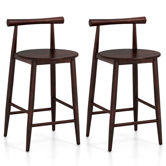 Counter Height Bar Chair Set with Acacia Wood Frame and Supporting Legs, Brown - Gallery Canada