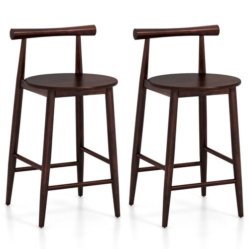 Counter Height Bar Chair Set with Acacia Wood Frame and Supporting Legs, Brown