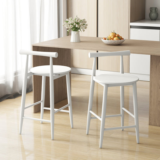 Counter Height Bar Chair Set with Acacia Wood Frame and Supporting Legs, White Bar Stools White  at Gallery Canada