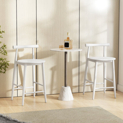 Counter Height Bar Chair Set with Acacia Wood Frame and Supporting Legs, White Bar Stools   at Gallery Canada