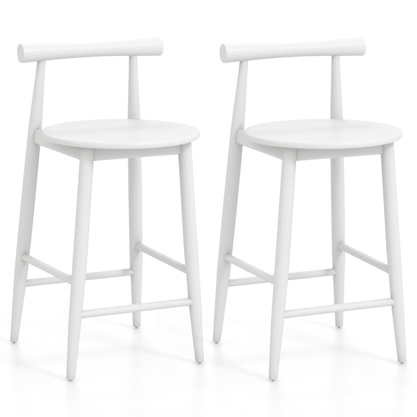 Counter Height Bar Chair Set with Acacia Wood Frame and Supporting Legs, White Bar Stools White  at Gallery Canada